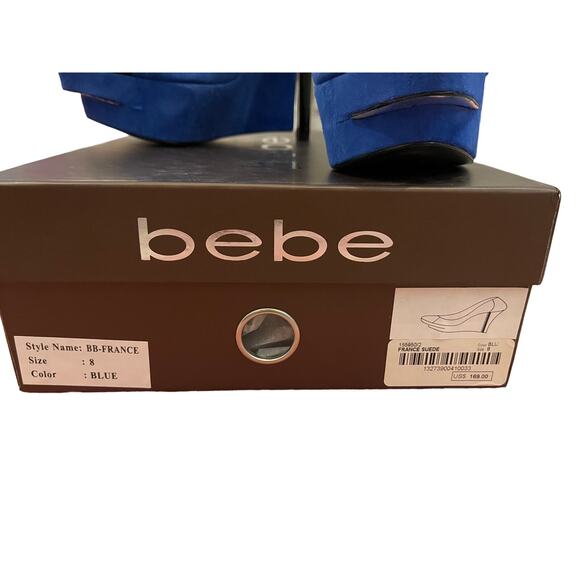 Vintage Y2K New Bebe Blue and Black Platform Heels Size 8 - Picture 2 of 5